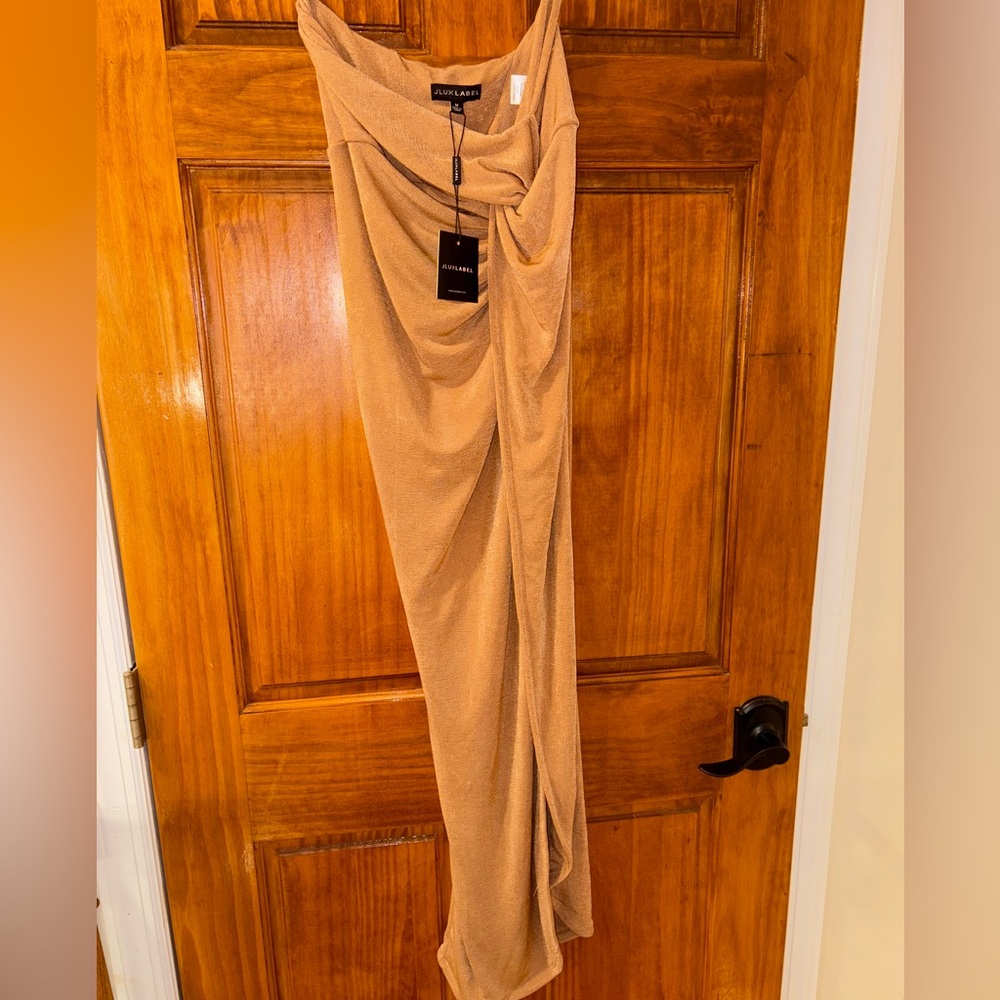 JLUXLABEL Camel Drape skirt